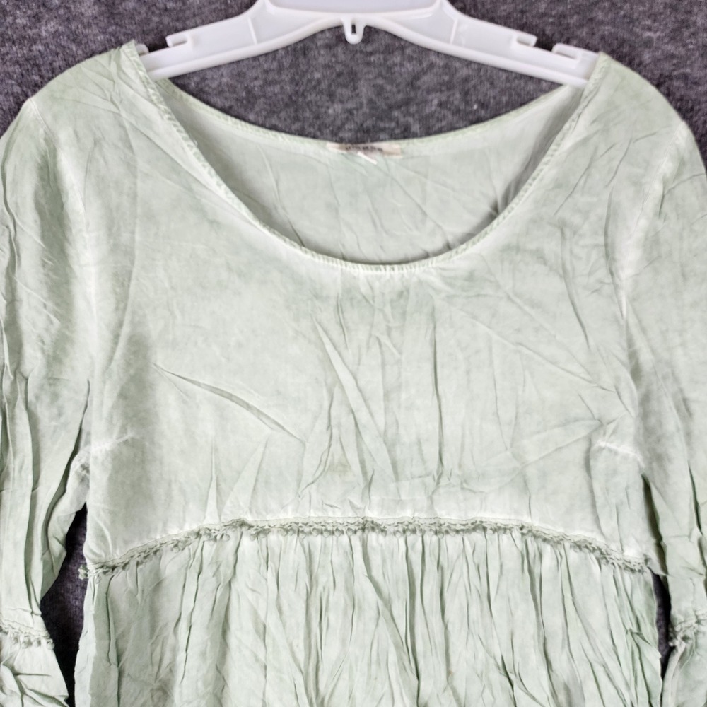 Umgee Tunic Top Womens S Sage Green Boho Ruffle Bell Sleeve Tiered EUC - Picture 4 of 7
